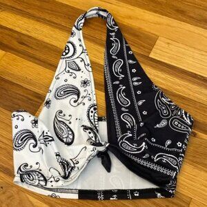 black and white tie bandana halter top